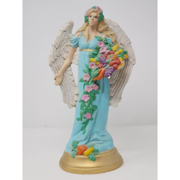 Beautiful Hand Painted Ceramic Angel With Fresh Vegetables And Flowers‎ - Picture 2 of 10